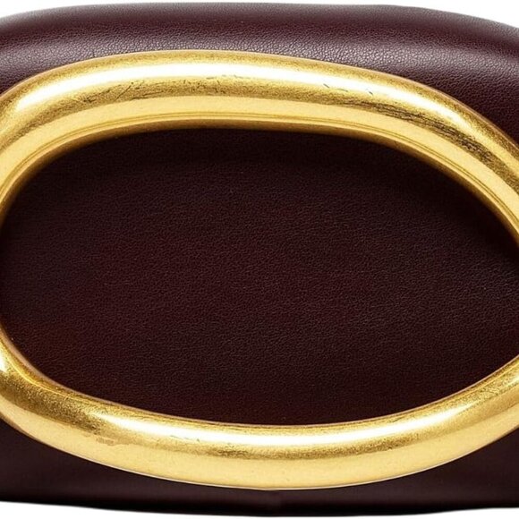 Shell-Shaped Evening Clutch: Gold & Silver Metal Shoulder  Evening Acrylic Clutch Purse Women\'s Crossbody PU Leather Gold Accent